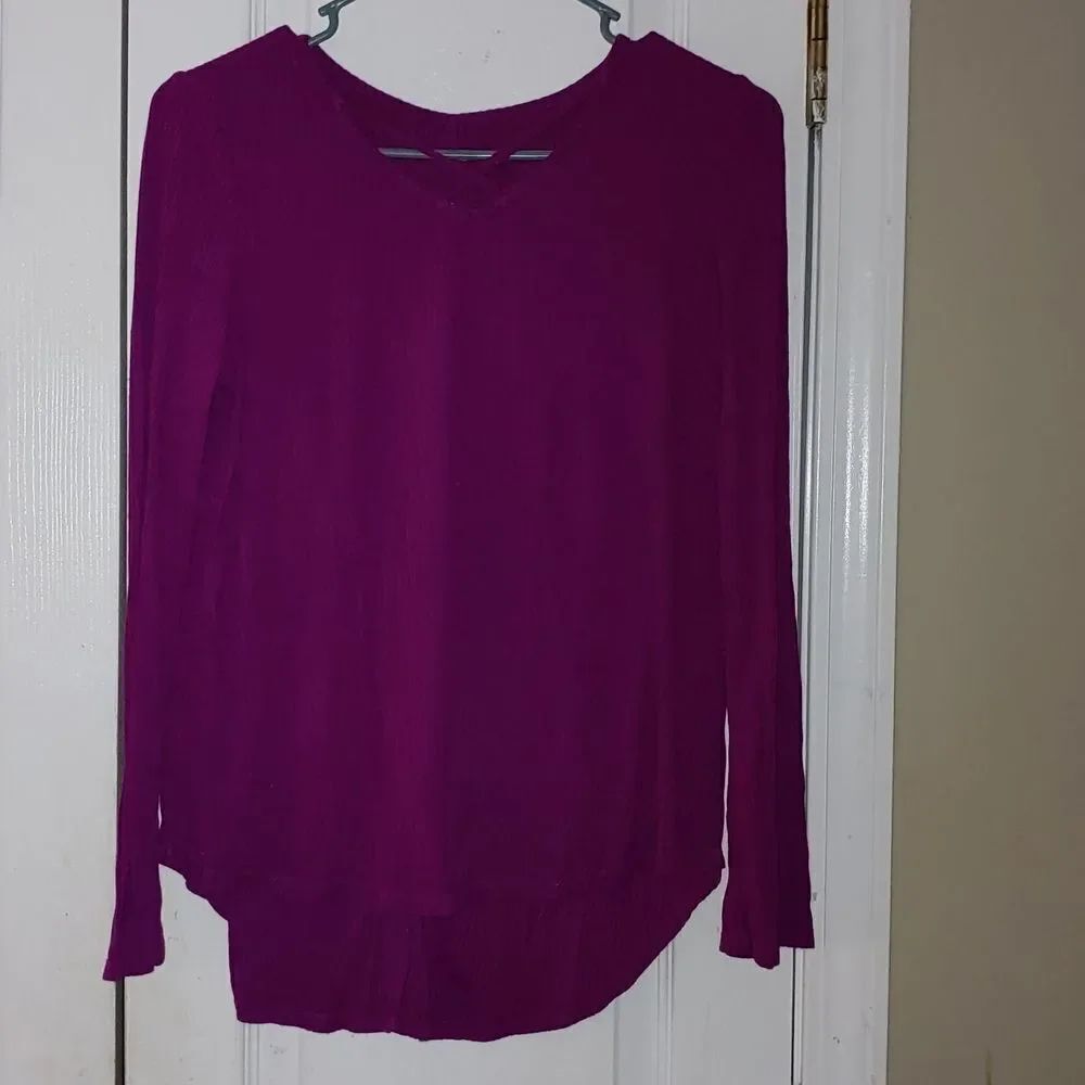 Girls Art Class  plum purple ribbed long sleeve hi low shirt Sz XL  14/16 EUC